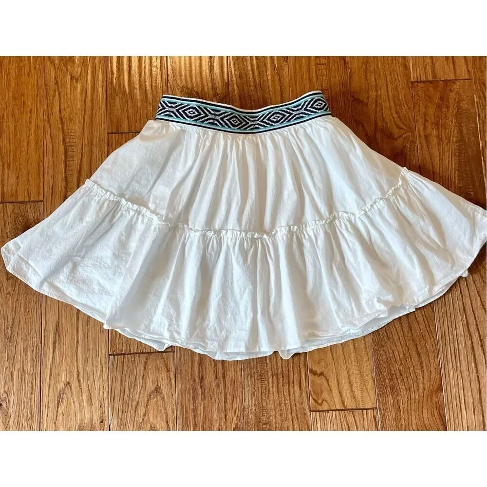 Ramy brook Mickey white mini skirt with blue embroidered waist size 0